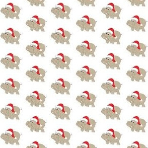 1" Santa Hippos on White Background