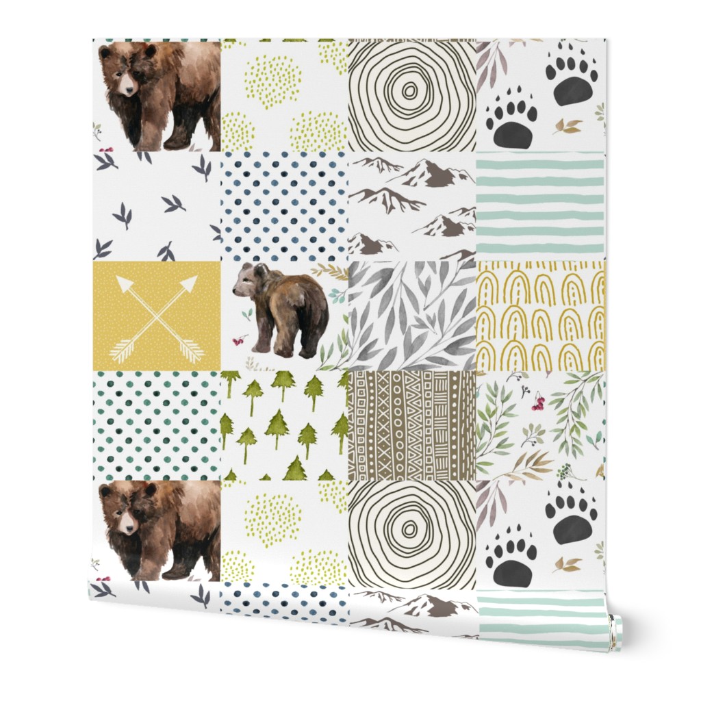 Mama Bear & Cub   - Whole Cloth / Cheater Quilt 