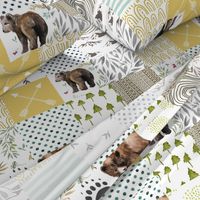 Mama Bear & Cub   - Whole Cloth / Cheater Quilt 