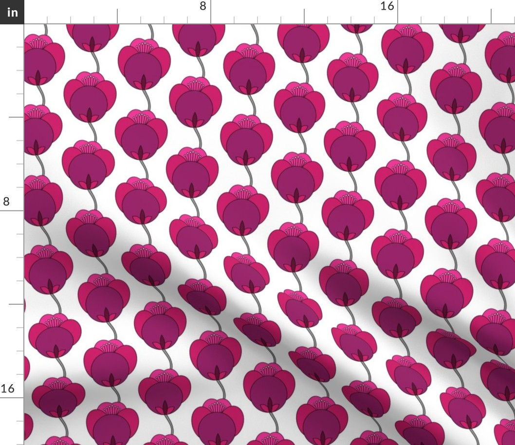 17-03H Hot Pink Tulip Floral Stripe LARGE_Miss Chiff Designs