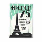 French 75 Cocktail Tea Towel