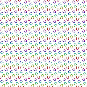 Tiny horseshoe prints - rainbow on white