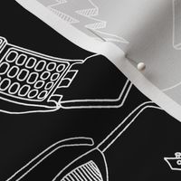 90s Life // 90s Style Illustrations on Fabric, Wallpaper & Gift Wrap // Black and White