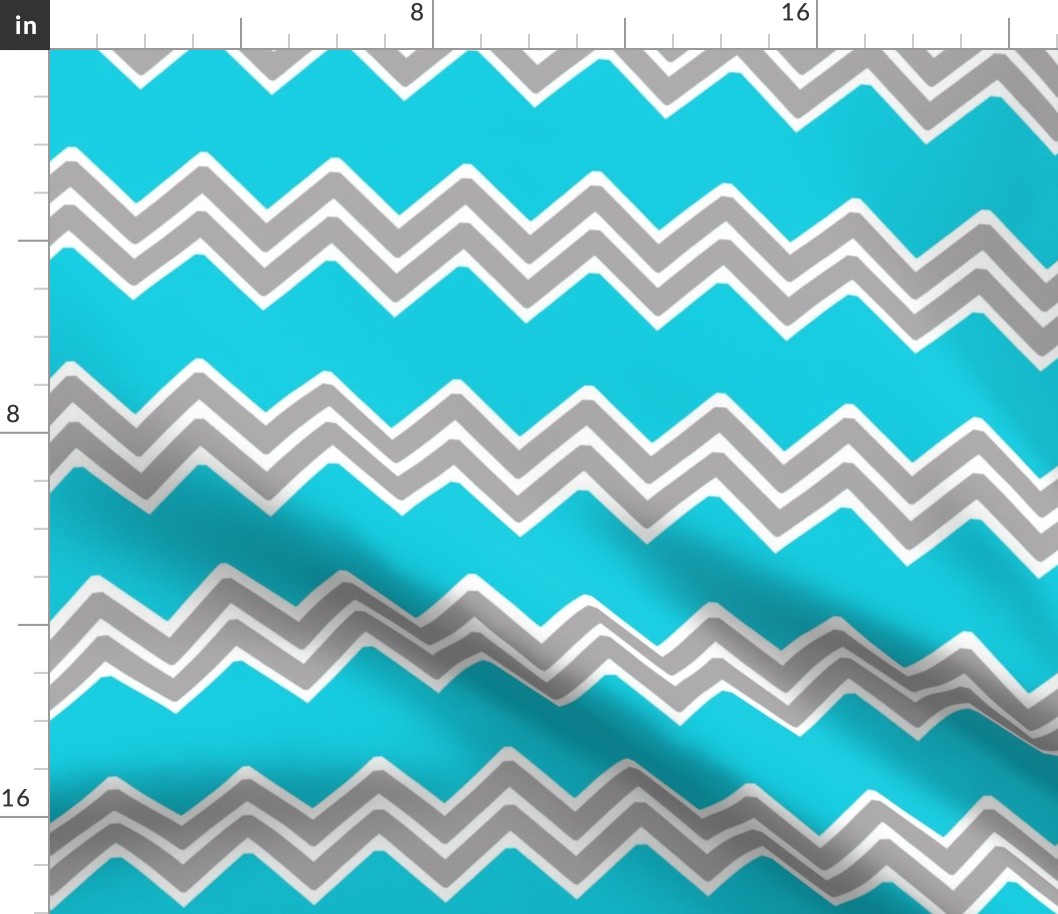 Turquoise Teal Blue Gray Grey Tribal Chevron