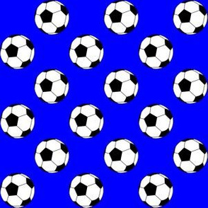 One Inch Black and White Soccer Balls on Blue