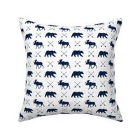moose, bear, and arrows  (small scale) || the northern lights collection - navy
