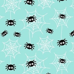 spiders and webs pastel teal » halloween
