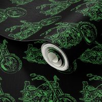 Damask - Moto Damask in Green on Black