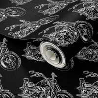 Damask - Moto Damask in White on Black