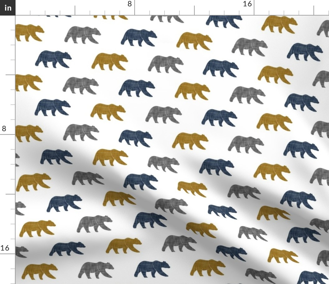 multi bear (small scale) || navy, grey, gold