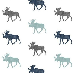 Multi Moose (small scale) || navy, grey, and dusty blue