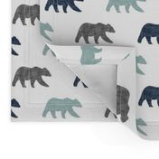 multi bear (small scale) || navy, dusty blue, and grey