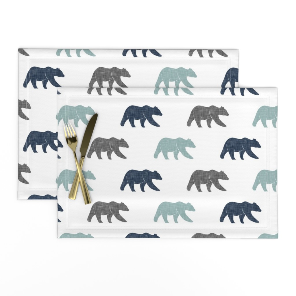 multi bear fabric || navy, dusty blue, grey