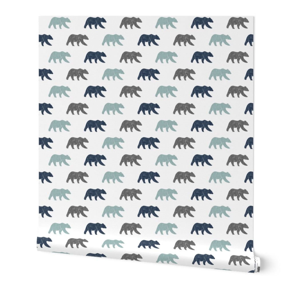 multi bear fabric || navy, dusty blue, grey
