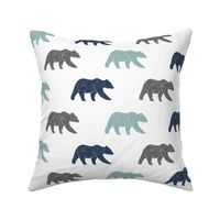 multi bear fabric || navy, dusty blue, grey