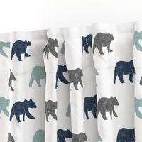 multi bear fabric || navy, dusty blue, grey