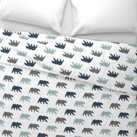 multi bear fabric || navy, dusty blue, grey