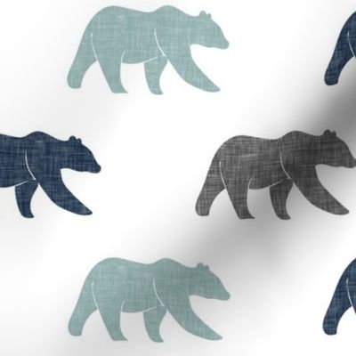 multi bear fabric || navy, dusty blue, grey