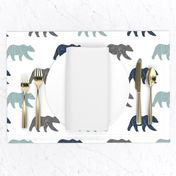 multi bear fabric || navy, dusty blue, grey