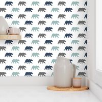 multi bear fabric || navy, dusty blue, grey