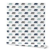 multi bear fabric || navy, dusty blue, grey