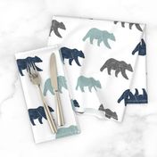 multi bear fabric || navy, dusty blue, grey