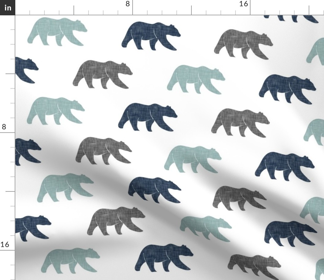 multi bear fabric || navy, dusty blue, grey