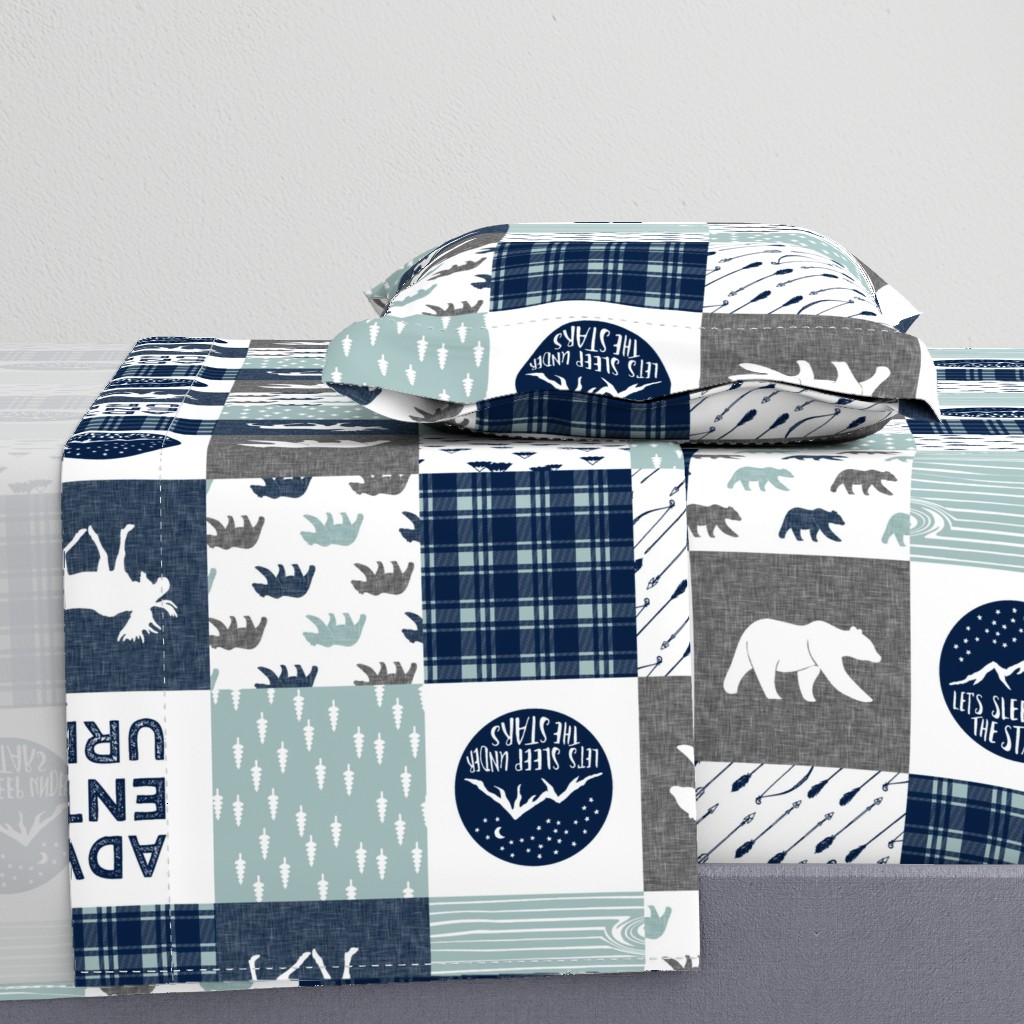 the happy camper wholecloth || navy and dusty blue