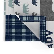 the happy camper wholecloth || navy and dusty blue