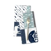 the happy camper wholecloth || navy and dusty blue