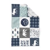 the happy camper wholecloth || navy and dusty blue