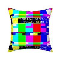 television tv test bars broadcasting smpte pal video signals colorful rainbow stripes bars multi colors retro pop art transmission transmit analogue patterns technical difficulties please stand by glitches poor distortion noisy noise static errors broken