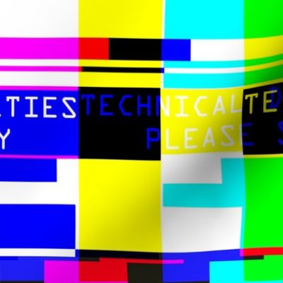 television tv test bars broadcasting smpte pal video signals colorful rainbow stripes bars multi colors retro pop art transmission transmit analogue patterns technical difficulties please stand by glitches poor distortion noisy noise static errors broken