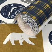 the happy camper wholecloth || navy gold grey