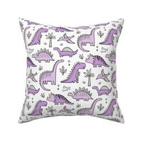 Dinosaurs in Purple on White