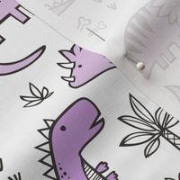 Dinosaurs in Purple on White