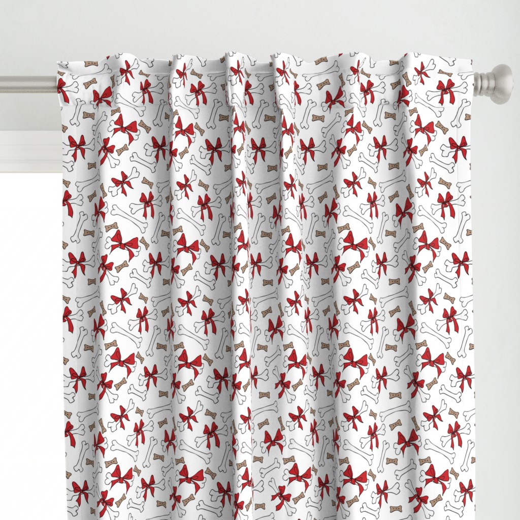 Dog Bones with Bows -  White, Red 