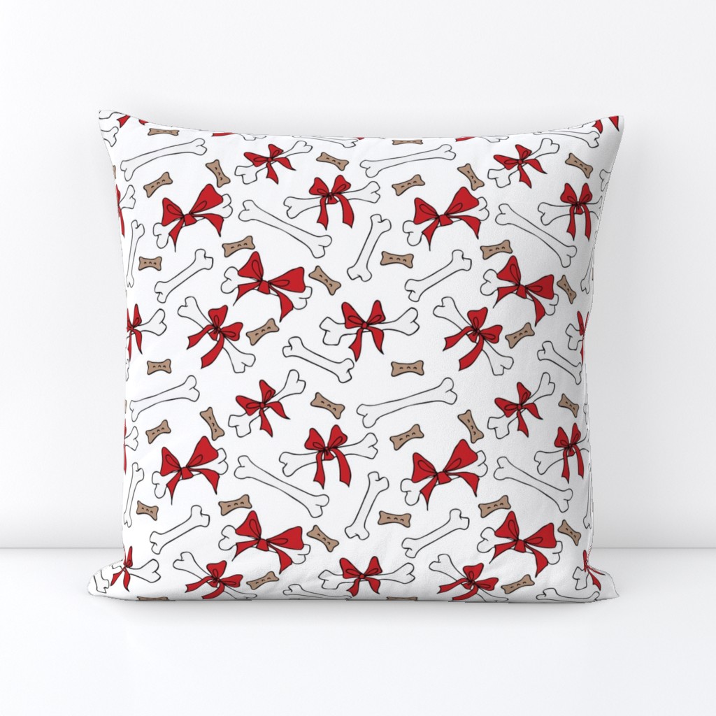 Dog Bones with Bows -  White, Red 