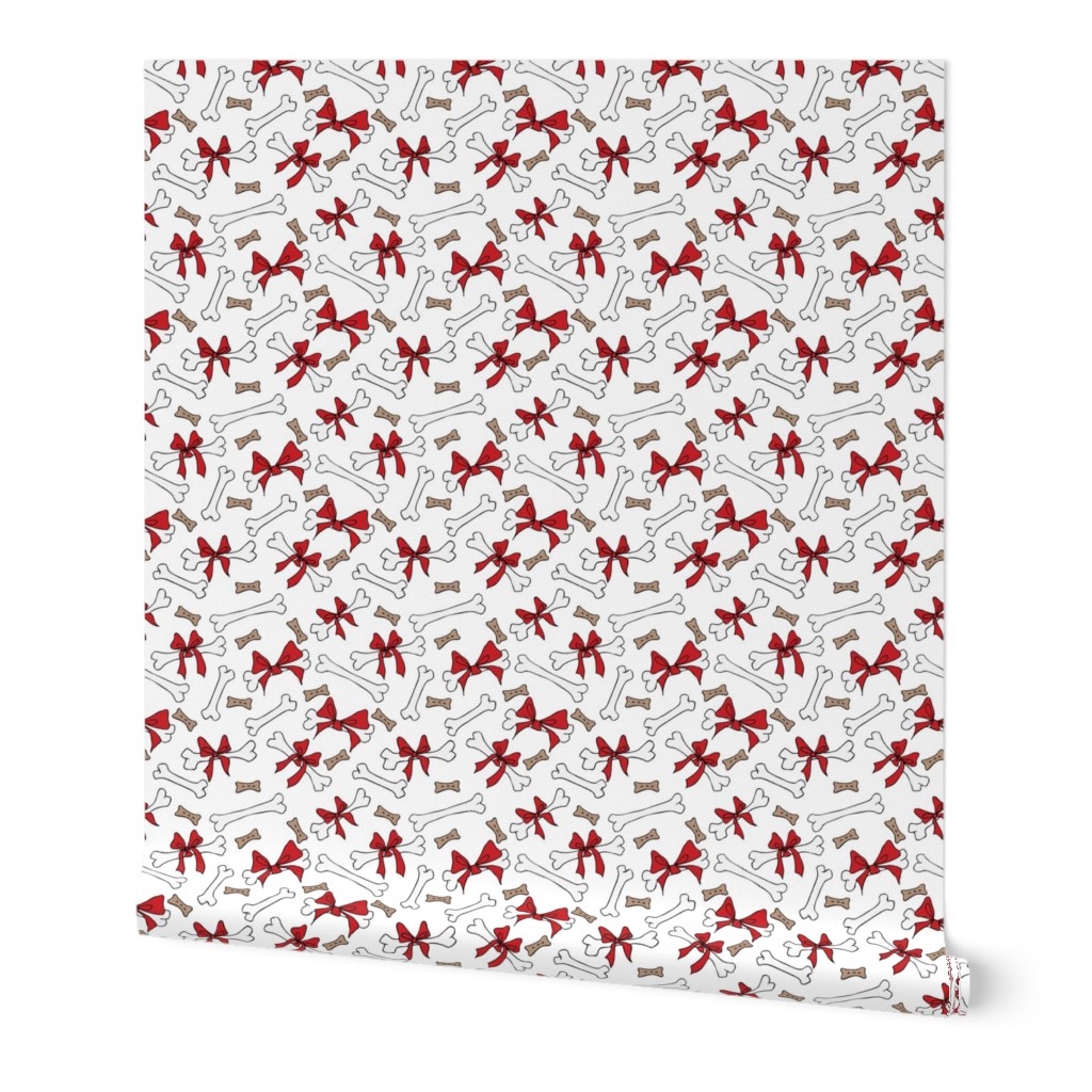 Dog Bones with Bows -  White, Red 