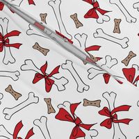 Dog Bones with Bows -  White, Red 