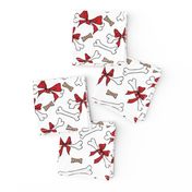 Dog Bones with Bows -  White, Red 