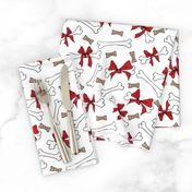 Dog Bones with Bows -  White, Red 