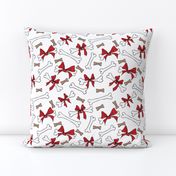 Dog Bones with Bows -  White, Red 