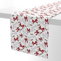 Dog Bones with Bows -  White, Red 