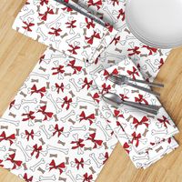 Dog Bones with Bows -  White, Red 