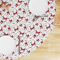 Dog Bones with Bows -  White, Red 