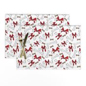 Dog Bones with Bows -  White, Red 