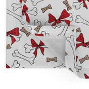 Dog Bones with Bows -  White, Red 