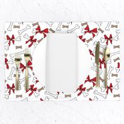 Dog Bones with Bows -  White, Red 