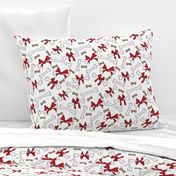 Dog Bones with Bows -  White, Red 